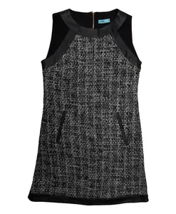 Твидовое платье с деталями из искусственной кожи Tooche, серый