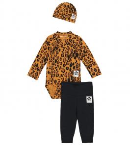 Комплект из боди, леггинсов и шапочки для младенца Mini Rodini, разноцветный