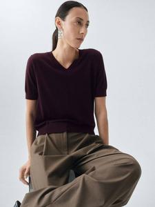 Топ Kelly из чистой шерсти Mango, Dark Red