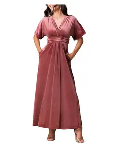 Женское вечернее платье Verona с V-образным вырезом из бархата с карманами Kiyonna, розовый