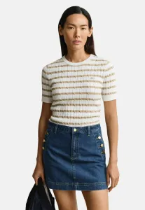 Футболка с короткими рукавами и принтом в виде полосок и кос Gant, Oat Beige