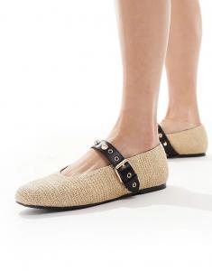 Балетки RAID Novie из джута с золотой пряжкой желтого цвета