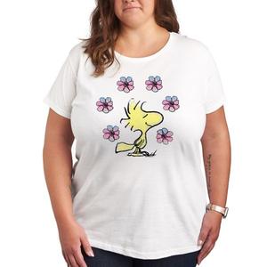Футболка Plus с цветочным принтом Peanuts Woodstock Licensed Character, белый