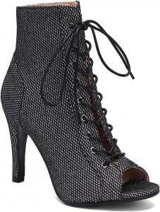 Женские ботильоны MOOMMO на шпильке с открытым носком, шнуровкой, пяточкой 4 дюйма, сандалии-ботинки с леопардовым и змеиной принтом, сексуальные стильные для вечеринки, танцев и клуба, размеры 4-11 M US