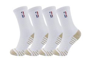 Высокие носки мужские 4 пары белые NBA, белый+натуральный белый