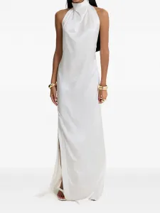 Платье макси Milkglass с высоким воротом и боковыми разрезами MOOS STUDIO, белый
