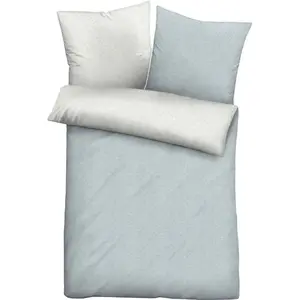 Двустороннее постельное белье Biberna «Hermal», изготовлено из мягкой, комфортно теплой фланели (бобра) с меланжевым эффектом, изготовлено из 100% хлопка, сертифицировано STANDARD 100 от OEKO-TEX, сделано в Германии, цвет ciel