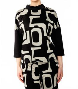 Высокий вязаный топ в черно-бежевом цвете Frank Lyman