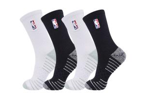 Носки баскетбольные unisex 2 шт NBA, 2 Pack (Raw белый+черный/Raw белый)