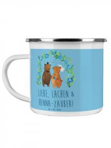 Кофейная кружка с росписью хной, вечерняя магия с надписью небесно-голубого цвета Mr. & Mrs. Panda