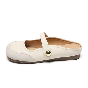 ZHR Женские противоскользящие тапочки с закрытым носком бежевые, цвет Beige