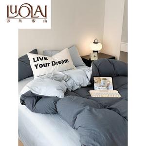 LUOLAI HOME Комплект постельного белья, 4 предмета, простыня на резинке 180 см, пододеяльник 150x200 см, цвет Haibei Ice Blue 03