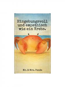 Mr. & Mrs. Panda Махровое полотенце с изображением знака зодиака Рак и надписью белого цвета