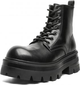 Женские платформенные боевые ботинки, короткие ботильоны с массивным каблуком, шнуровкой и боковой молнией, панк-гот стиль, осенние ботинки Generic, Black