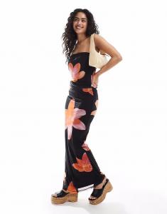 Юбка макси из сетки, со шнуром и цветочным принтом Jjxx, черный