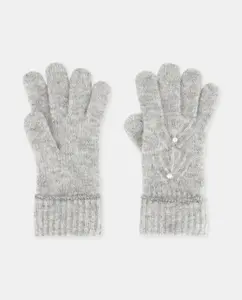 Перчатки для девочки, сочетающиеся с жемчугом Kids El Corte Inglés, светло-серый