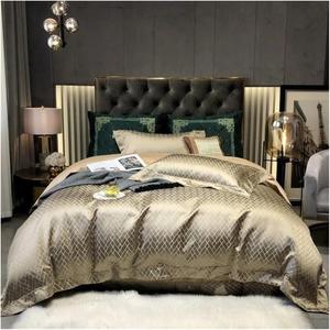Generic Комплект постельного белья из египетского хлопка черный золотой жаккард