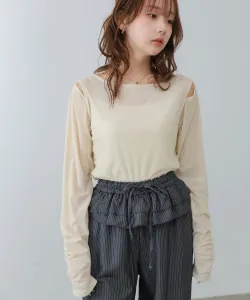 Двусторонняя полупрозрачная велюровая блузка (спереди и сзади)