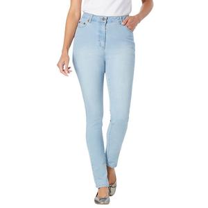 Женщина в женских эластичных узких джинсах больших размеров Woman Within, цвет Light Wash Sanded