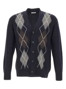 Шерстяной кардиган с геометричным узором Paolo Pecora, синий