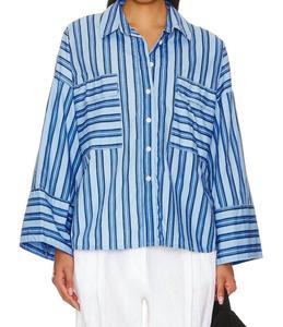 Рубашка на пуговицах Tasha в полоску синего цвета Akaia FAITHFULL THE BRAND