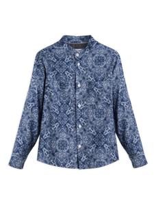 Brunello Cucinelli Kids рубашка с воротником-стойкой, синий