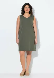 Платье-Сарафан с v-образным вырезом и волнистым краем Ulla Popken, Olive Grey