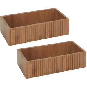 Ящик для хранения WENKO «Модель Мера», (набор, 2 шт.), органайзер из копченого бамбука для кухни в стиле кантри, темно-коричневый