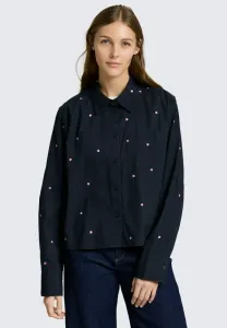 Блузка на пуговицах Tom Tailor Denim, Navy/Pink Heart Embroidery