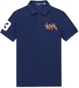POLO RALPH LAUREN Мужская поло Custom Slim Fit Mesh Triple Pony, Newport Navy