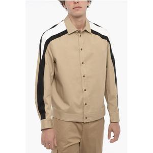 Хлопковая верхняя рубашка с контрастными полосами по бокам Neil Barrett, Beige