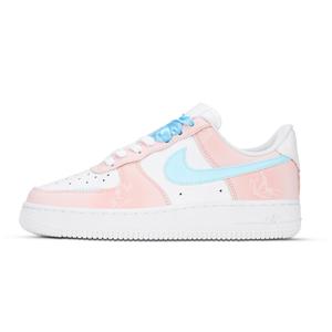 Nike Кроссовки для скейтбординга Air Force 1 Butterfly Sweetheart, износостойкие, низкие, женские, розовые, белые