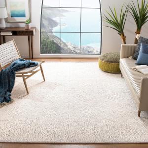 Ковер SAFAVIEH, 275 x 366 см, Glamour Collection, Grey & Ivory, ручной работы из шерсти, идеален для помещений с высокой проходимостью в гостиной, спальне (GLM660F)