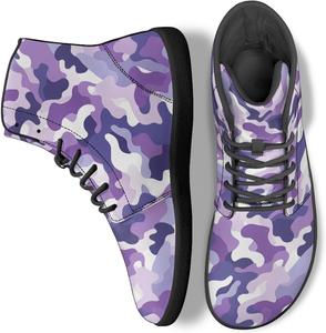Модные кроссовки для женщин и мужчин на высокой подошве Босоножки Плоская обувь Arleeorkee, Purple Camo