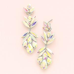 Вечерние серьги-капли из стеклянных кристаллов в форме лепестков Fashnzfab, Ab, Silver