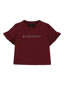 Футболка с оборками и логотипом Givenchy Kids, красный