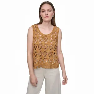 Вязаный свитер DKNY с вырезом-лодочкой, коричневый