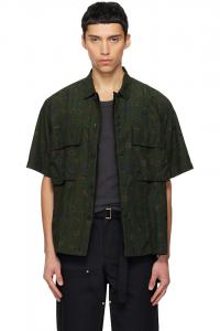 Sacai Рубашка цвета хаки с цветочным принтом, окрашенная в разные цвета