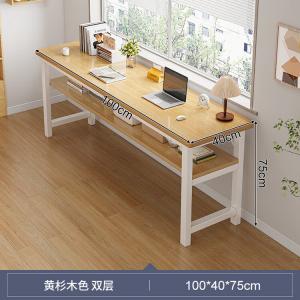 Стол 100 см Naijia двухместный компьютерный, двухъярусный, деревянный цвет, стальная рама