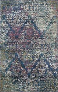 Ковер SAFAVIEH, 122 x 183 см, Aria Collection, Blue & Multi, дизайн Boho Distressed, не линяет и прост в уходе, идеален для помещений с высокой проходимостью: прихожая, гостиная, спальня (ARA128B)