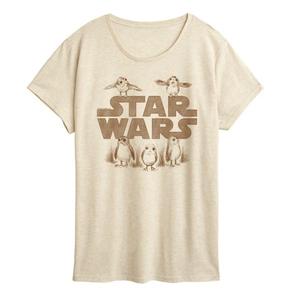 Женская футболка с графическими эскизами Porgs Star Wars, бежевый
