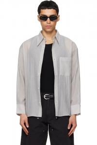 Tonywack Серая полосатая рубашка оверсайз из лиоцелла