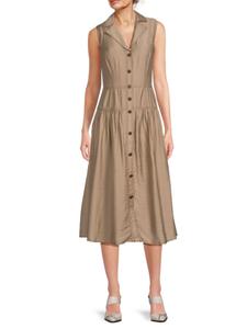 Платье-рубашка миди с воротником-стойкой Karl Lagerfeld Paris, цвет Truffle