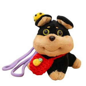 Плюшевая кукла щенка с пчелкой, высота 13 см MIXIANG, красный