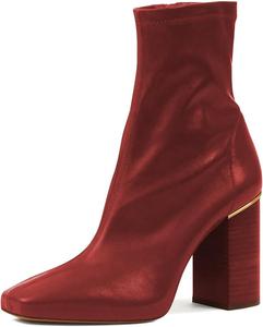 Женские ботильоны Pazzion на толстом высоком каблуке с квадратным носком, с растягивающимися боковыми молниями, повседневная обувь для работы и покупок, размер 4-16 US, Red