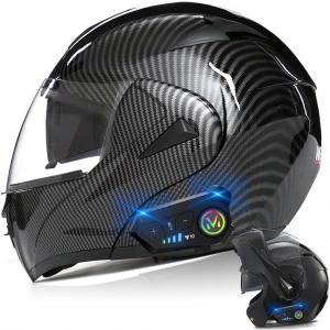 Шлем мотоциклетный BYGMW Bluetooth S с узором, черный