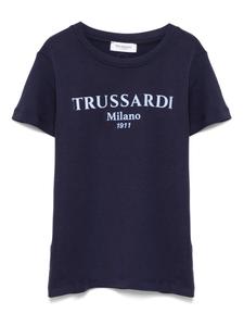 Футболка TRUSSARDI JUNIOR с прорезиненным логотипом, синий