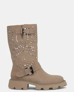 Женские кожаные ботильоны с подошвой-трек Alma en Pena, бежевый