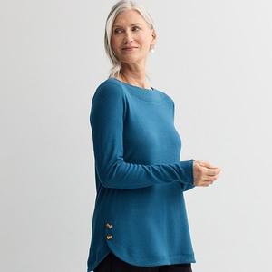 Женский топ с боковой пуговицей Croft & Barrow, Blue Soot