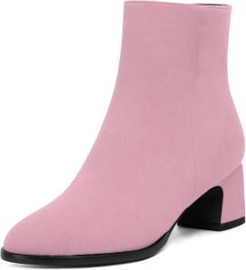 Женские ботинки SKYSTERRY на молнии, с круглым носком, замшевые, для улицы, вечерние, с массивным низким каблуком, до щиколотки, 2 дюйма